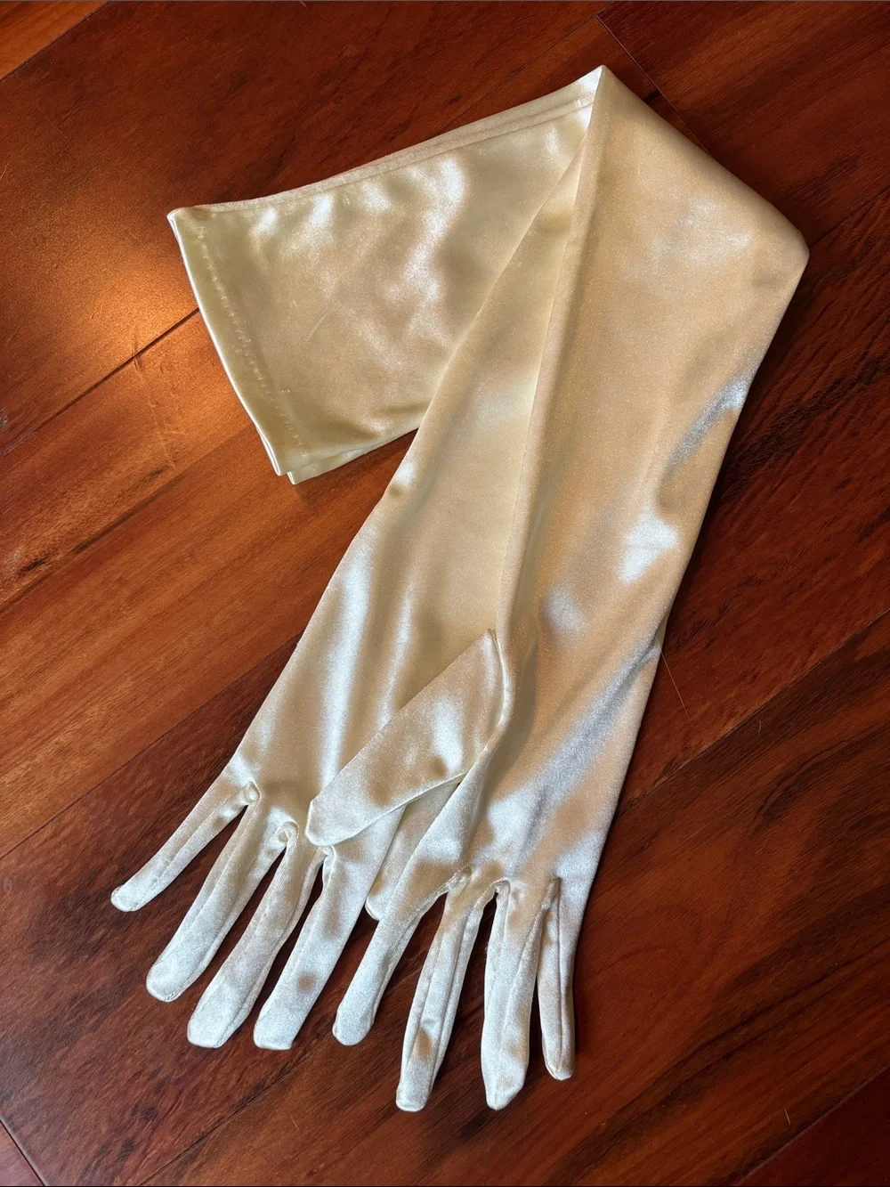 Ivory satin gloves